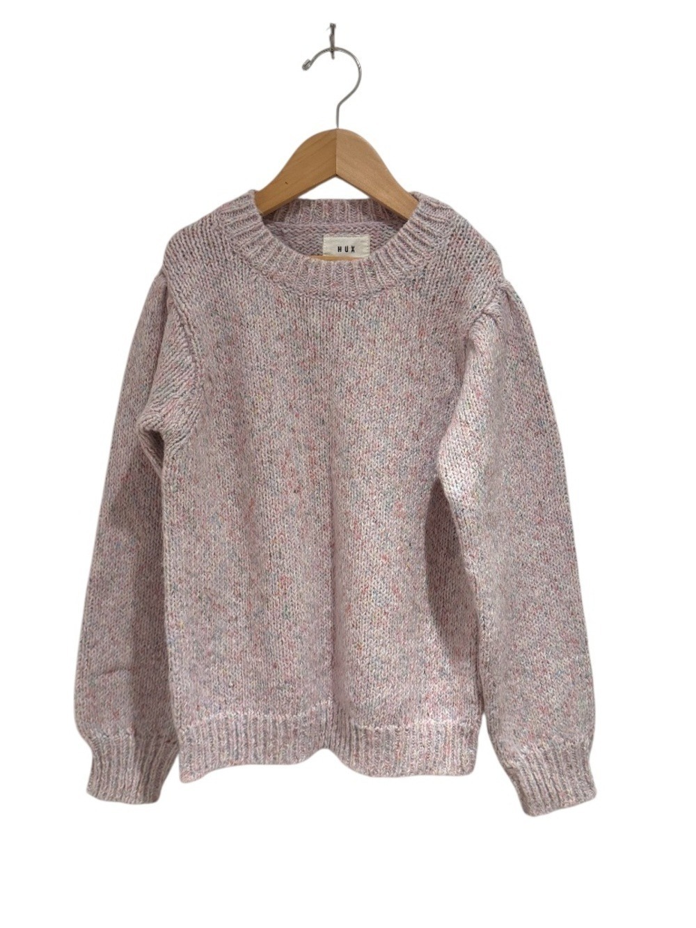 HUX /HUXBABY pink/blue/white confetti knit crew sweater - size 8